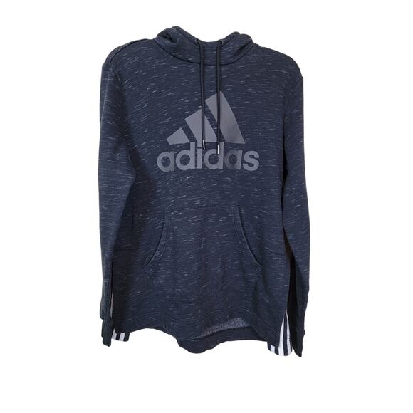 Adidas Pullover Fleece Hoodie Sweatshirt Women's Medium Black Kangaroo Pocket - Picture 1 of 6